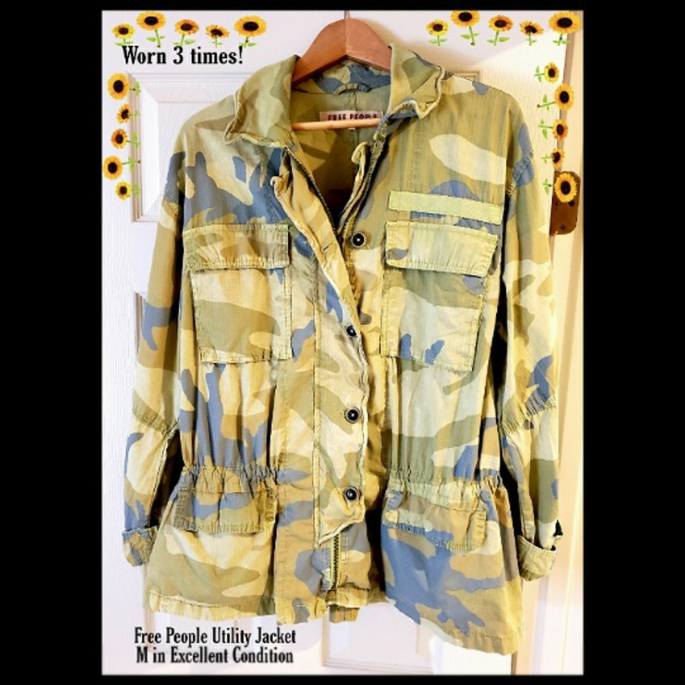 Free People Camo Utility Jacket, size M